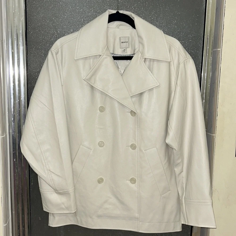 Anthropologie Maeve Faux Leather Cocoon Blazer - Picture 2 of 13